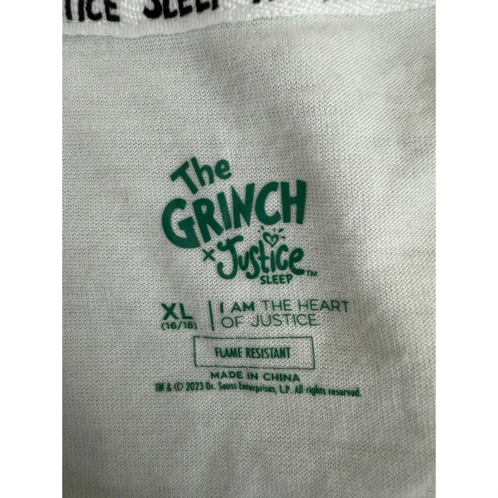 The Grinch x Justice Girls Pajama Top XL 16/18 Long Sleeve Christmas Shirt